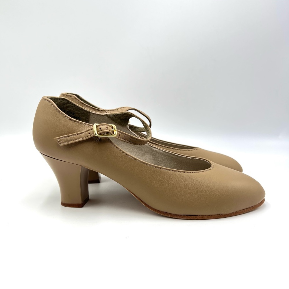6W 6 WIDE Capezio Womens 650 Student Footlight Caramel Leather Dance Heels Shoes